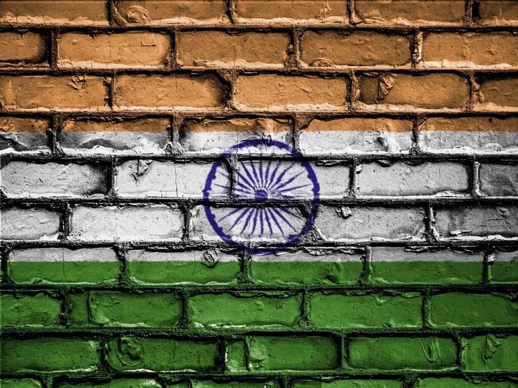 flag, banner, nation, emblem, country, national, patriotic, symbol, patriot, patriotism, wall, brick, bricks, india