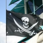 a flag with a skull and cross