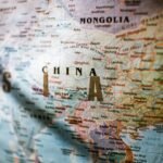 a close up of a map of china